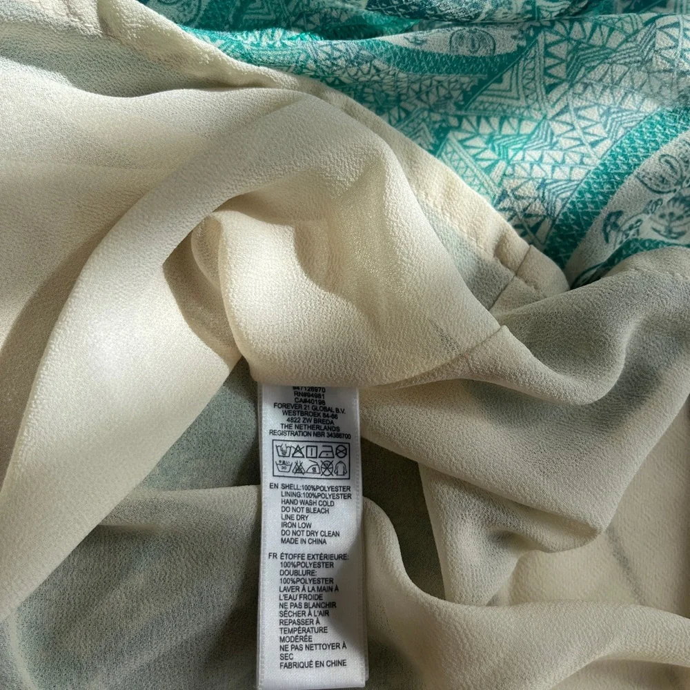 Love21 Teal Paisley Floor Length Maxi Dress- Size XS - Picture 6 of 7